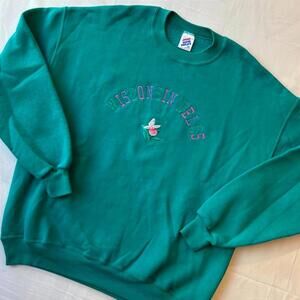 🌸 Vintage Wisconsin Dells Embroidered Sweatshirt XL Teal Green Grandma Core